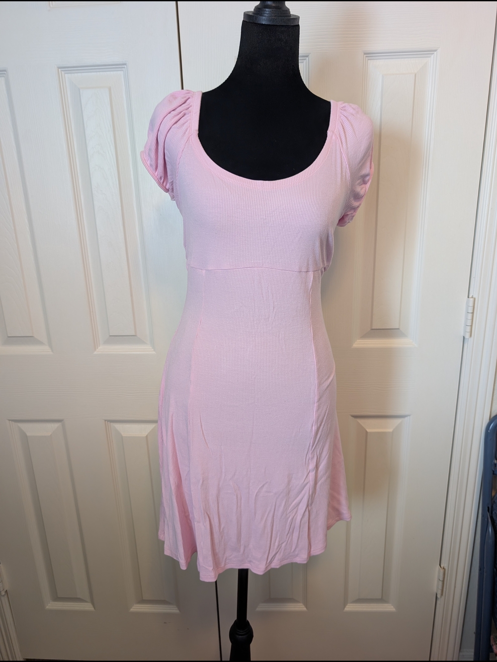 Light Pink Scoop Neck Fit-and-Flare Dress